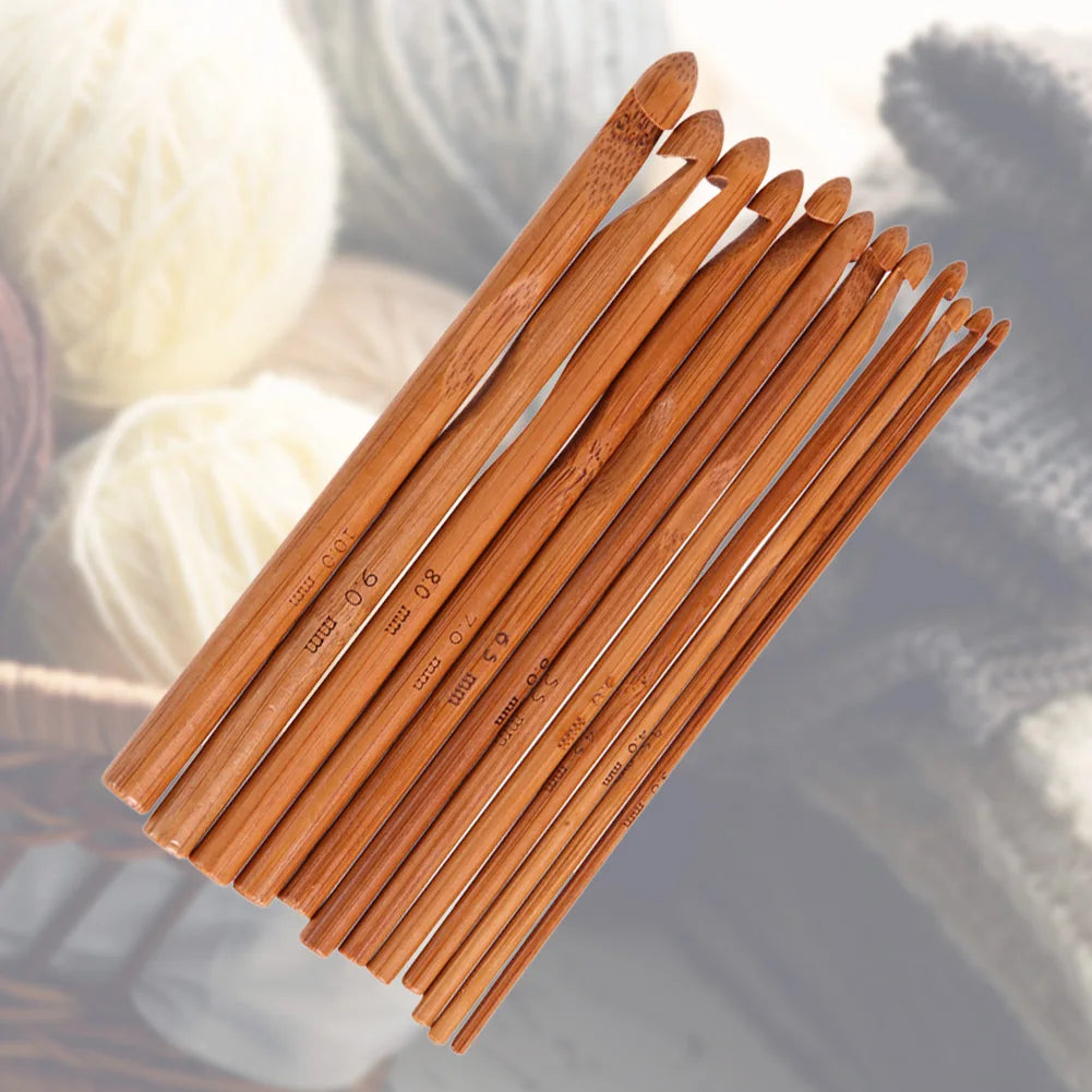 12 Size Bamboo Crochet Hooks