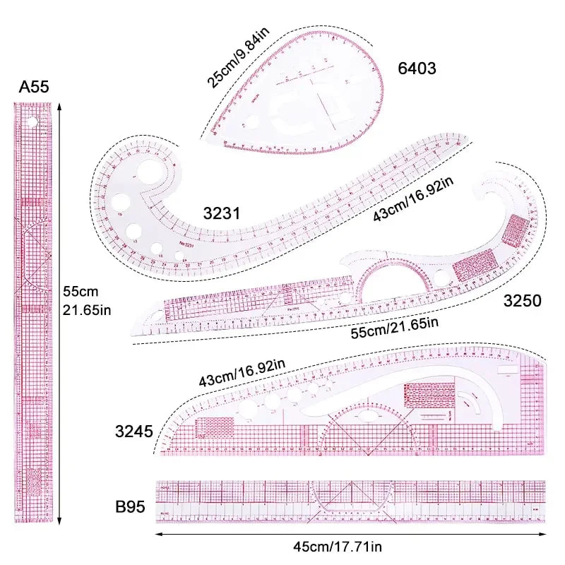 6-Piece Curve Ruler Set