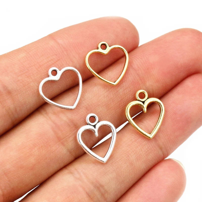 100PCS Hollow Hearts Charms Pendant