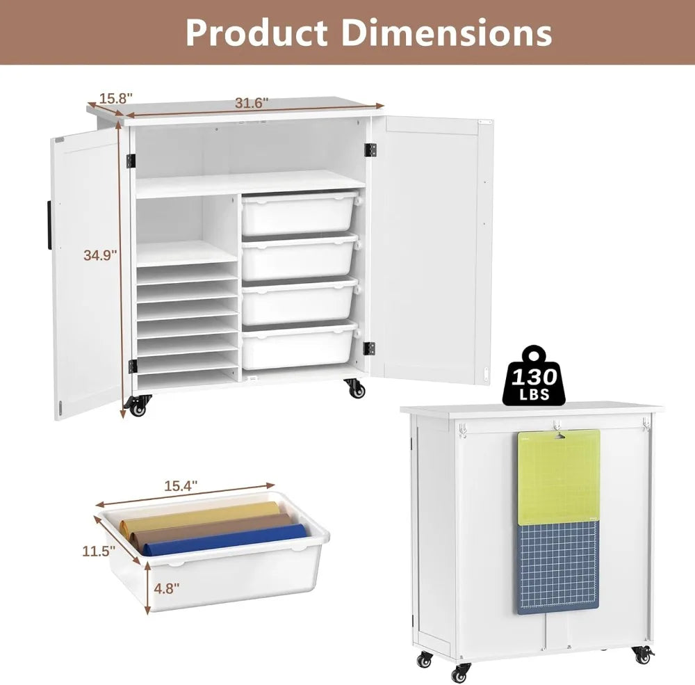 Craft Storage Cart with Drawers & Wheels