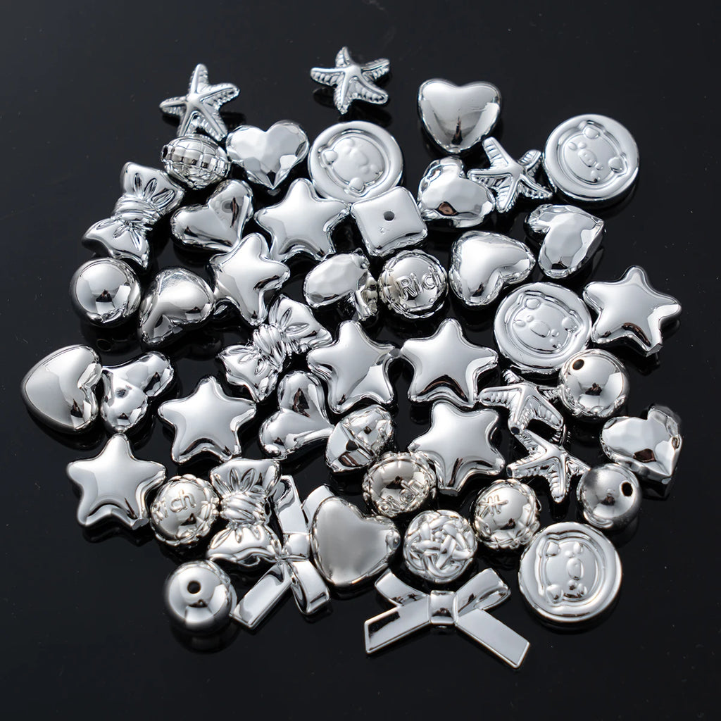 20g Y2K Randomly Mixed Bowknot Flower Heart Acrylic Cute Beads for DIY Necklace Keychain Bracelet Jewelry Craft Making Accessory
