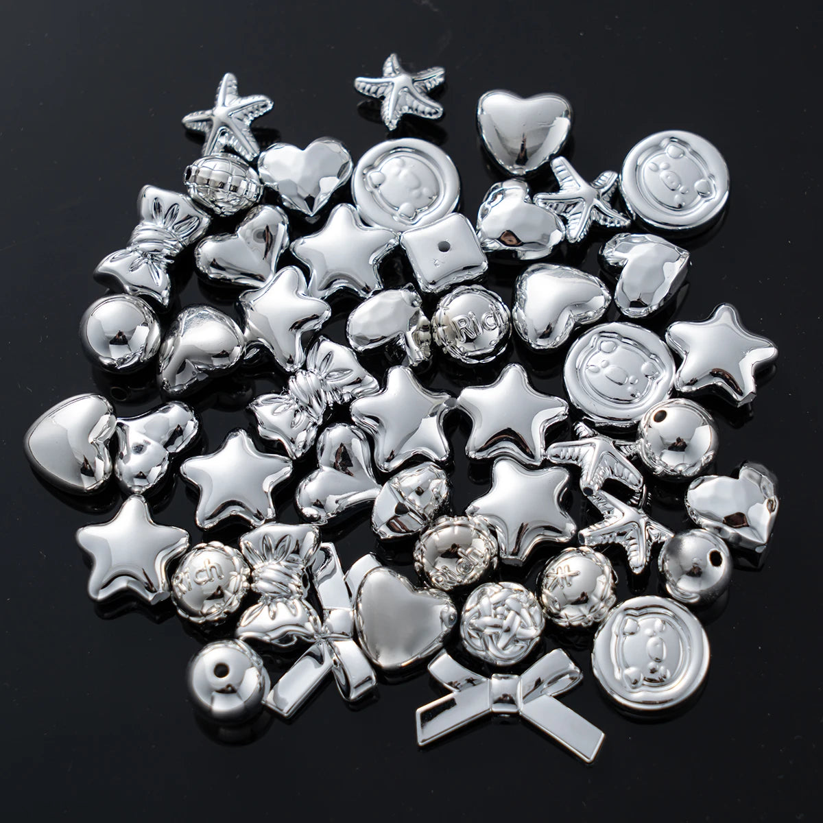 20g Y2K Randomly Mixed Bowknot Flower Heart Acrylic Cute Beads for DIY Necklace Keychain Bracelet Jewelry Craft Making Accessory