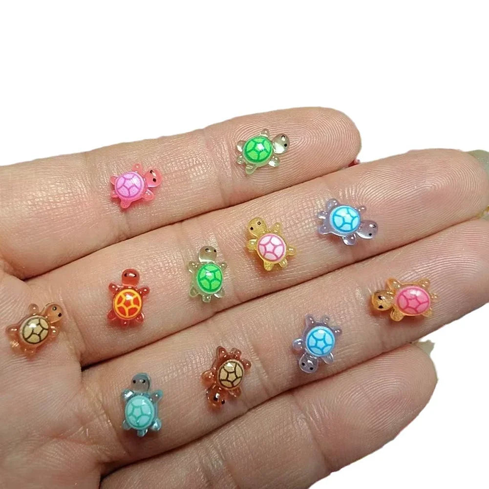 100Pcs Mini Resin Night Glow Turtle Figurines