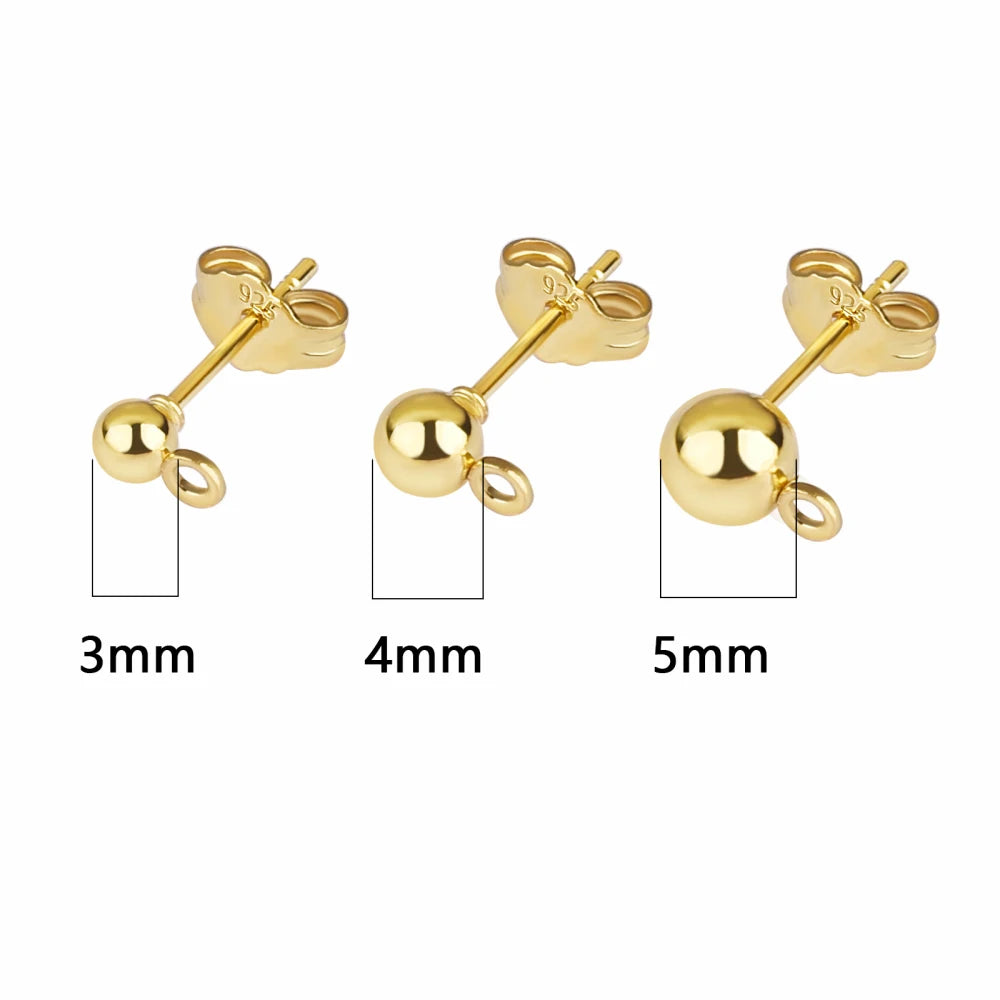 50pcs Gold/Silver Stainless Steel Earring Stud Blanks