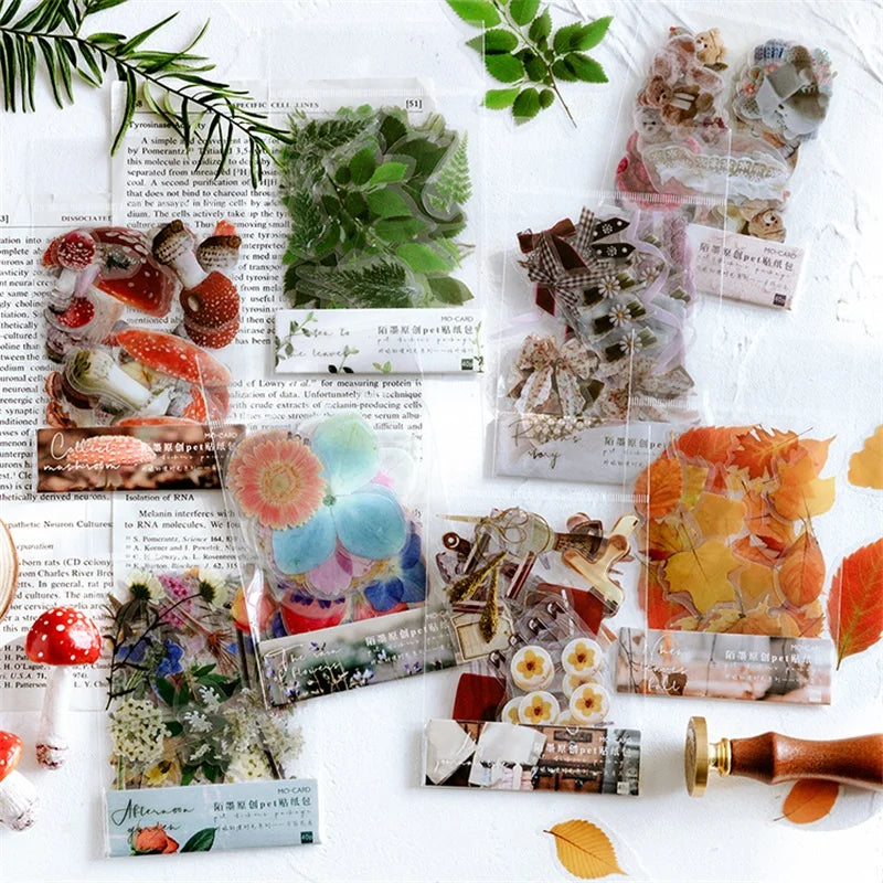 40pcs Transparent Flower Stickers