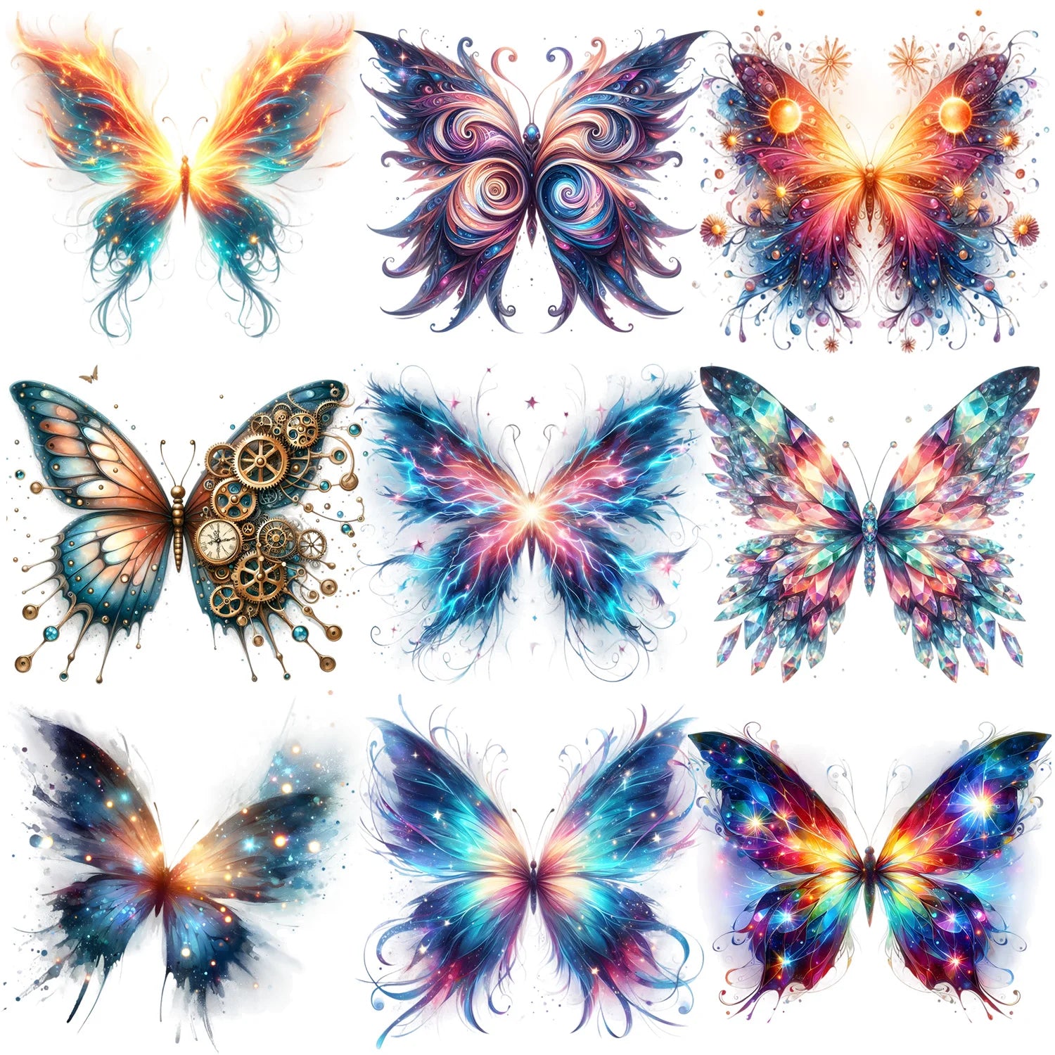 Colorful Butterfly Themed Iron-On Decals