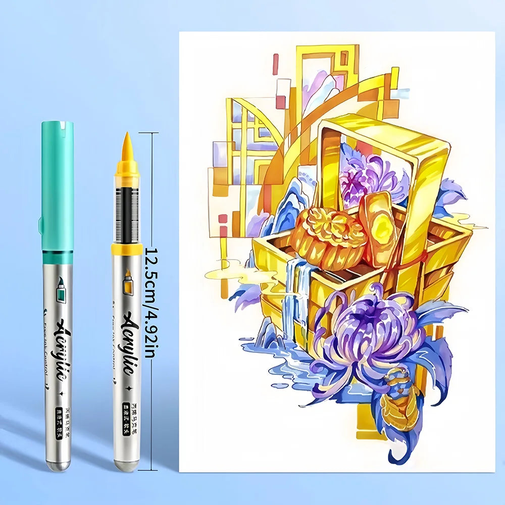 12 pcs Brush Tip Acrylic Paint Pen Set