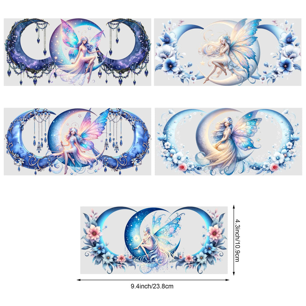 Moon Fairy DTF Glass Cup Stickers