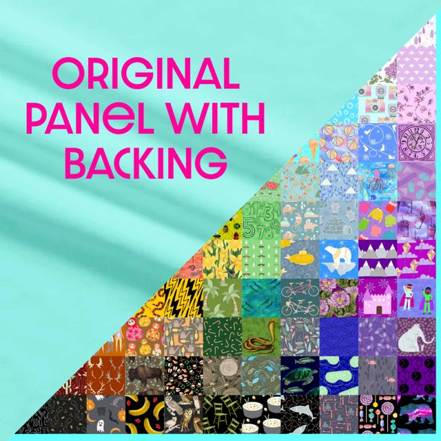 Hidden Pictures Blue Minky Quilt Panel