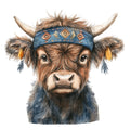 Cute Western Highland Cow Fabric Panel 18