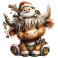 Christmas Highland Cow Fabric Panel 19