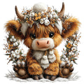 Christmas Highland Cow Fabric Panel 34