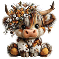 Christmas Highland Cow Fabric Panel 25