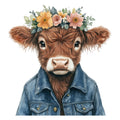 Cute Western Highland Cow Fabric Panel 23