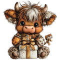 Christmas Highland Cow Fabric Panel 41