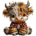 Christmas Highland Cow Fabric Panel 49