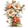Old Rugged Floral Cross Fabric Panel 34