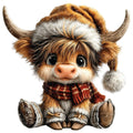 Christmas Highland Cow Fabric Panel 48