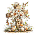 Old Rugged Floral Cross Fabric Panel 1