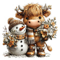 Christmas Highland Cow Fabric Panel 21