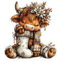 Christmas Highland Cow Fabric Panel 36