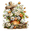 Old Rugged Floral Cross Fabric Panel 10