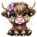Adorable Highland Cows Fabric Panel 17