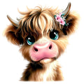 Adorable Highland Cows Fabric Panel 41