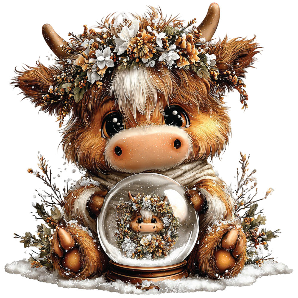Christmas Highland Cow Fabric Panel 46