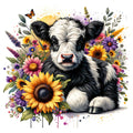 Fancy Highland Cows Fabric Panel 16