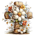Old Rugged Floral Cross Fabric Panel 39