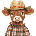 Cute Western Highland Cow Fabric Panel 25